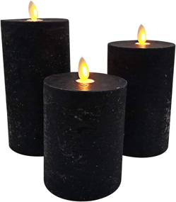 img 2 attached to 🕯️ Spooky Glow for Halloween: Set of 3 Flameless Candles - LED Flickering Lights, Smooth Wax, Timer, & Remote Control (Black)