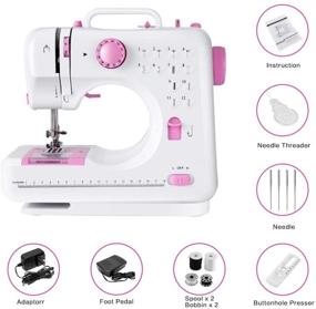 img 1 attached to 🧵 Sewing Machine - Crafting Mending Mini Sewing Machines with 12 Built-In Stitches - Perfect for Easy Sewing, Beginners, and Kids - Pink