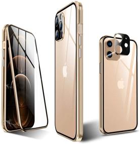 img 4 attached to KumWum Full Body Magnetic Case For IPhone 12 Mini Front And Back Tempered Glass Aluminum Bumper Double Sided Clear Cover Built In Camera Lens Protector Cell Phones & Accessories