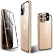 kumwum full body magnetic case for iphone 12 mini front and back tempered glass aluminum bumper double sided clear cover built in camera lens protector cell phones & accessories logo
