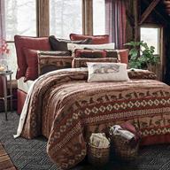 enhance your rustic retreat with the hiend accents cascade lodge 5-piece bedding set - bear silhouette (red/brown), super king logo