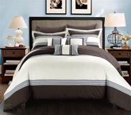 🛏️ chic home falcon 10 piece queen comforter set in brown - boost your bedroom with style logo