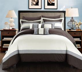 img 4 attached to 🛏️ Chic Home Falcon 10 Piece Queen Comforter Set in Brown - Boost Your Bedroom with Style