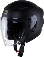 royal r02 open face motorcycle helmet with extra sun visor inside for uv resistance - dot approved (matte black logo