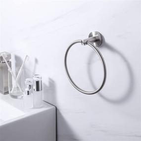 img 2 attached to 🔵 KES Hand Towel Ring - Round Bathroom Towel Holder, No Drill Wall Mount, SUS 304 Stainless Steel, Brushed Finish (A2180DG-2)