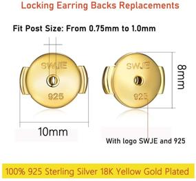 img 3 attached to Hypoallergenic Sterling Silver 925 18K White Gold Plated Flat Earring Backs Replacements for Women Diamond Studs | Locking Secure Safety Backs for Post Pierced Screw Earrings | Set of 4PCS