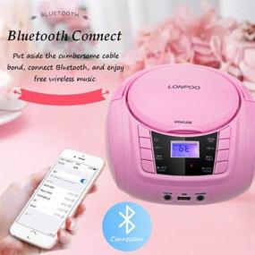 img 3 attached to 🎧 Portable CD Player for Kids - Classic Stereo Sound System Boombox with FM Radio, Bluetooth, Aux-in, USB Playback - Pink