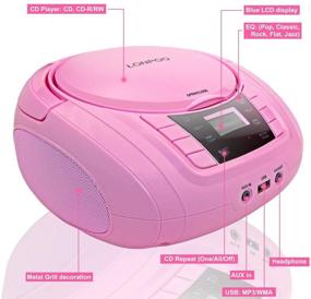 img 4 attached to 🎧 Portable CD Player for Kids - Classic Stereo Sound System Boombox with FM Radio, Bluetooth, Aux-in, USB Playback - Pink