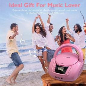 img 2 attached to 🎧 Portable CD Player for Kids - Classic Stereo Sound System Boombox with FM Radio, Bluetooth, Aux-in, USB Playback - Pink