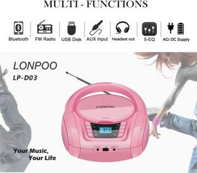 img 1 attached to 🎧 Portable CD Player for Kids - Classic Stereo Sound System Boombox with FM Radio, Bluetooth, Aux-in, USB Playback - Pink