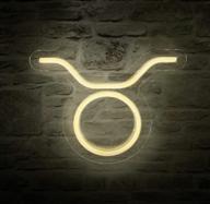 ♉️ taurus zodiac sign neon wall decor - usb-powered constellation neon light, astrology birthday gift, warm white color, 11"x8.6"x0.5 логотип