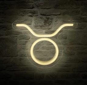 img 4 attached to ♉️ Taurus Zodiac Sign Neon Wall Decor - USB-Powered Constellation Neon Light, Astrology Birthday Gift, Warm White Color, 11"x8.6"x0.5