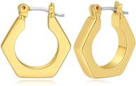 🔶 real gold plated hexagon chunky hoop earrings - geometric gold shape hoops for girls - hexagon gold hoop earrings - cuff-style geometry hoop earrings logo