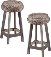 🪑 sei furniture hyacinth round woven fiber seat stool set - decorative bohemian style logo