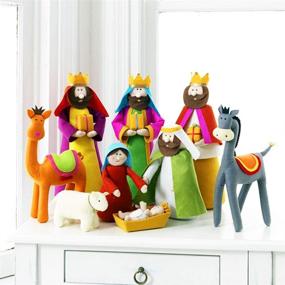img 1 attached to 🎄 Betsey Cavallo's 15.5 Inch Tall Large Fabric Christmas Nativity Set - Exquisite 9-Piece Collection