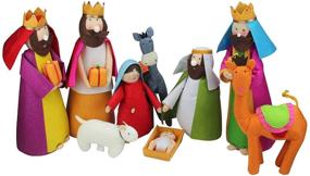 img 3 attached to 🎄 Betsey Cavallo's 15.5 Inch Tall Large Fabric Christmas Nativity Set - Exquisite 9-Piece Collection