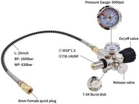 img 2 attached to 🔫 MIOYOOW Paintball Fill Station Kit: PCP Charging Adaptor with 24'' Hose Thread & High-Pressure 40Mpa Diving Cylinder Inflation Valve