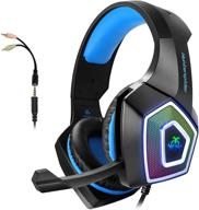 🎧 gaming headset with mic for xbox one ps4 ps5 pc switch tablet smartphone - stereo over ear bass 3.5mm microphone w/ noise canceling, 7 led light, soft memory earmuffs (includes free adapter) логотип