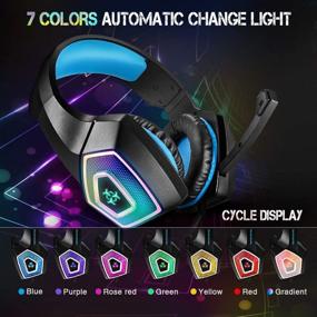 img 3 attached to 🎧 Gaming Headset with Mic for Xbox One PS4 PS5 PC Switch Tablet Smartphone - Stereo Over Ear Bass 3.5mm Microphone w/ Noise Canceling, 7 LED Light, Soft Memory Earmuffs (Includes Free Adapter)