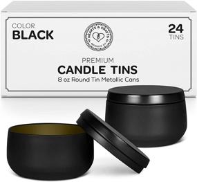img 4 attached to 🕯️ Hearts &amp; Crafts 8-oz. Black Tin Can Candle Tins with Lids - Pack of 24: Ideal for Candles, Art Projects, Storage, Gift Giving, and More