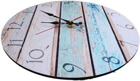 img 3 attached to 🕰️ Vintage Arabic Numerals Wall Clock – 12" Rustic Mediterranean-Style Decor, Shabby Beach Theme with Weathered Beachy Boards Design, Ocean Colors Print on Old Paint Boards, Sky-Inspired