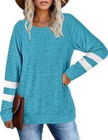 img 3 attached to 👚 Striped Long Sleeve Womens Sweaters - Crewneck Sweatshirts Color Block Tunic Tops (Sizes S-XXL) - Improved SEO