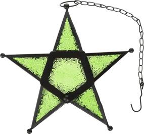 img 1 attached to 🌟 Stylish Glass Star Hanging Candle Lantern in Green - Perfect for Any Occasion