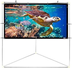 img 4 attached to 🎥 Pyle 100-inch Outdoor Portable Matt White Theater TV Projector Screen with Triangle Stand - HD Projection for Movie / Cinema / Video / Film Showcasing Outside Home - PRJTPOTS101