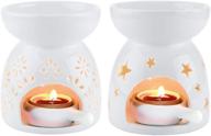 набор из 2 белых керамических подсвечников для чайных свечей - comsaf 🕯️ диффузор аромата эфирного масла и ладанки для домашнего декора и романтической атмосферы. логотип