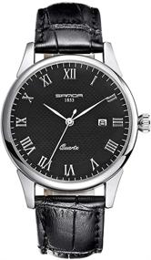 img 4 attached to ⌚ Juniors Boys Thin Quartz Analog Black Leather Watch for Ages 9-20 - Stylish Lovers' Timepiece