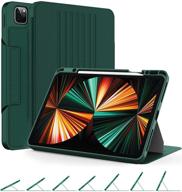 ocyclone ipad pro 12.9 case 2021 - 5th gen, 7 viewing 🟢 angles, magnetic stand, pencil holder, 2nd gen pencil charging, smart auto wake/sleep, green logo