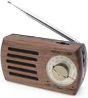 📻 greadio retro walnut wood pocket radio with best reception - portable am fm radio with 3.5mm headphone jack, battery operated transistor personal radio for jogging, walking, and traveling logo