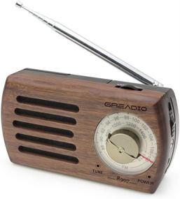 img 4 attached to 📻 Greadio Retro Walnut Wood Pocket Radio with Best Reception - Portable AM FM Radio with 3.5mm Headphone Jack, Battery Operated Transistor Personal Radio for Jogging, Walking, and Traveling