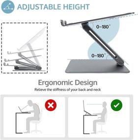 img 2 attached to 📱 ProCase Adjustable Laptop Stand - Ergonomic Aluminum Holder for MacBook Pro/Air, Dell, Lenovo Laptops up to 15.6-Inch - Grey