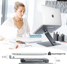 img 1 attached to 📱 ProCase Adjustable Laptop Stand - Ergonomic Aluminum Holder for MacBook Pro/Air, Dell, Lenovo Laptops up to 15.6-Inch - Grey