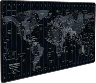 🖱️ jialong large mouse pad desk mat - upgraded design extended size 35.4 x 15.7x 0.12 inches for laptop, computer, and pc - black world map logo