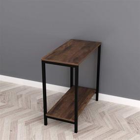 img 3 attached to Nutmeg Brown Finish Black Frame Chair Side End Laptop Table with Bottom Shelf – RAAMZO: Stylish and Functional Furniture Piece