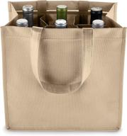 🍷 6-bottle wine bag with divider - customizable reusable wine bottle carrier, non-woven 100 gsm, in beige логотип