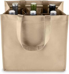 img 4 attached to 🍷 6-Bottle Wine Bag with Divider - Customizable Reusable Wine Bottle Carrier, Non-Woven 100 GSM, in Beige