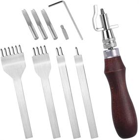 img 4 attached to 🔧 Enhance Your Leathercraft Work with the JMUIIU Leather Groover Tool Lacing Stitching Chisel Set - 7 in 1 Pro Adjustable Leather Craft Tool Kit, including 1/2/4/6 Prong Tools