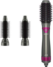 img 4 attached to 💇 Hair Dryer Brush Kit with Interchangeable Barrels, Salon Styler Volumizer and Hot Air Brush - Ultimate Blow Dryer and Styling Tool