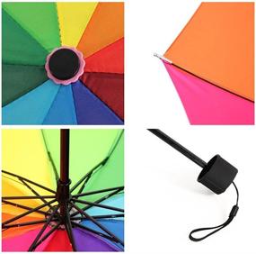 img 1 attached to 🌈 Tri Folded Rainbow Colors Colordrip Umbrella