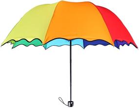 img 4 attached to 🌈 Tri Folded Rainbow Colors Colordrip Umbrella