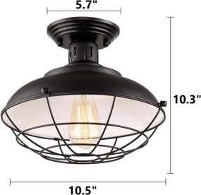 img 2 attached to 🏡 HMVPL Farmhouse Close to Ceiling Light: Stylish Metal Cage Semi Flush Mount for Kitchen Island, Dining Room, Foyer, Hallway, Porch, Entryway, and Bedroom