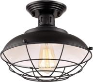 🏡 hmvpl farmhouse close to ceiling light: stylish metal cage semi flush mount for kitchen island, dining room, foyer, hallway, porch, entryway, and bedroom logo