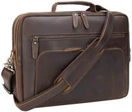 👜 tiding retro leather briefcase for men: 15.6 inch laptop messenger bag - ideal for travel, business, and attache case logo