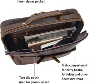 img 2 attached to 👜 TIDING Retro Leather Briefcase for Men: 15.6 Inch Laptop Messenger Bag - Ideal for Travel, Business, and Attache Case