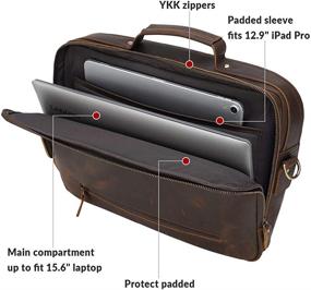 img 1 attached to 👜 TIDING Retro Leather Briefcase for Men: 15.6 Inch Laptop Messenger Bag - Ideal for Travel, Business, and Attache Case