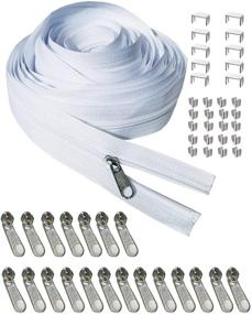 img 4 attached to White Nylon Coil Zipper Roll - Zipper Repair Kit 10 Yards with 20pcs Zipper Sliders, Zipper Pull, and 30pcs Zipper Stops - Ideal for Upholstery Sewing