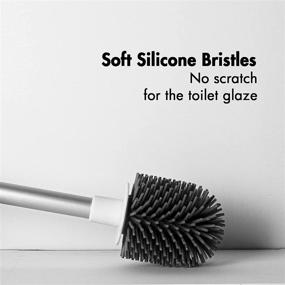 img 1 attached to 🚽 Bathroom Toilet Brush Set with Holder - NOVSKY Soft Silicone Bristles Head, Long Silver Handle, Good Grips, and Hidden Bowl Cleaning Solution